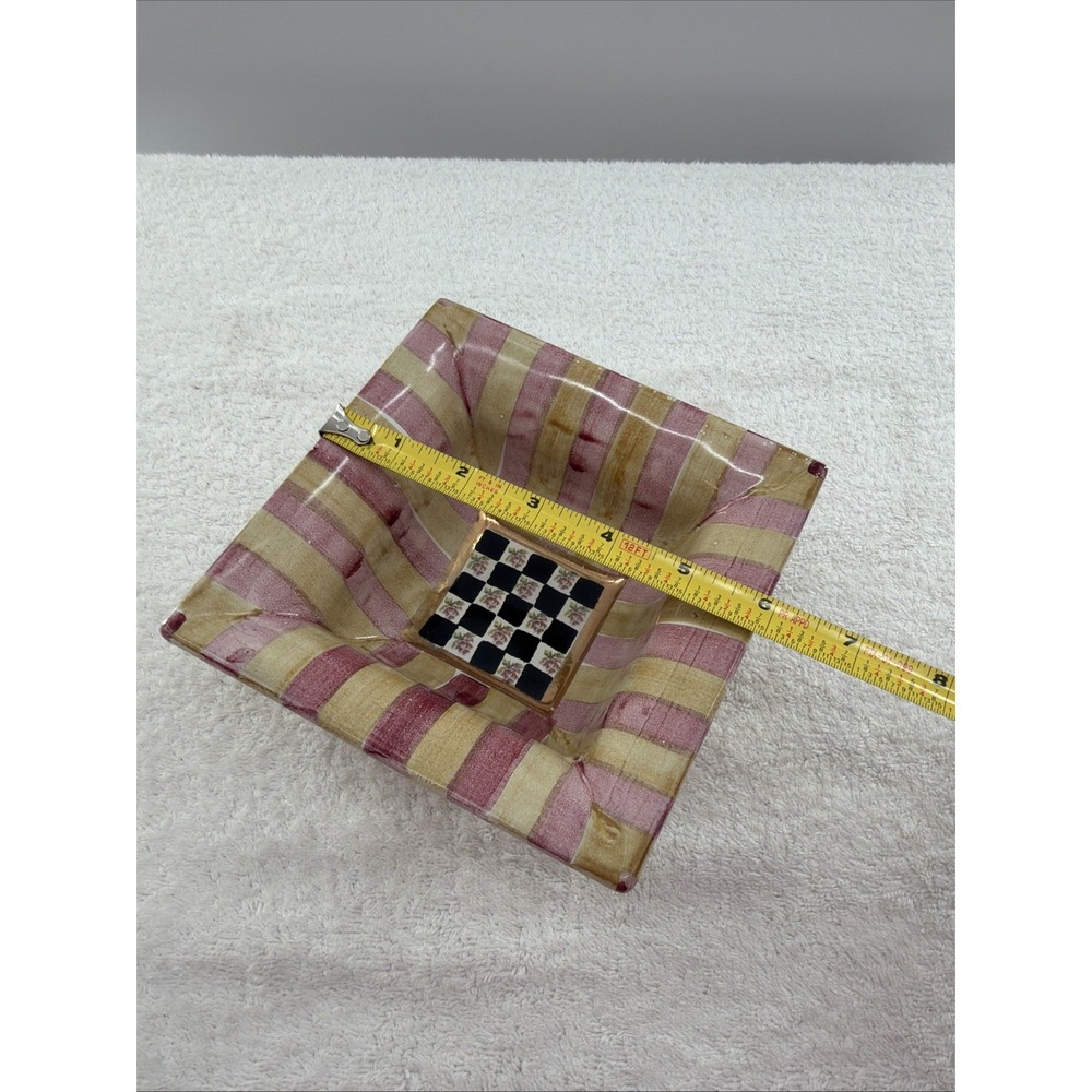 Mackenzie Childs *Retired* Torquay Frank Mustard Pattern, 6" Square Bowl Clay - Picture 6 of 8